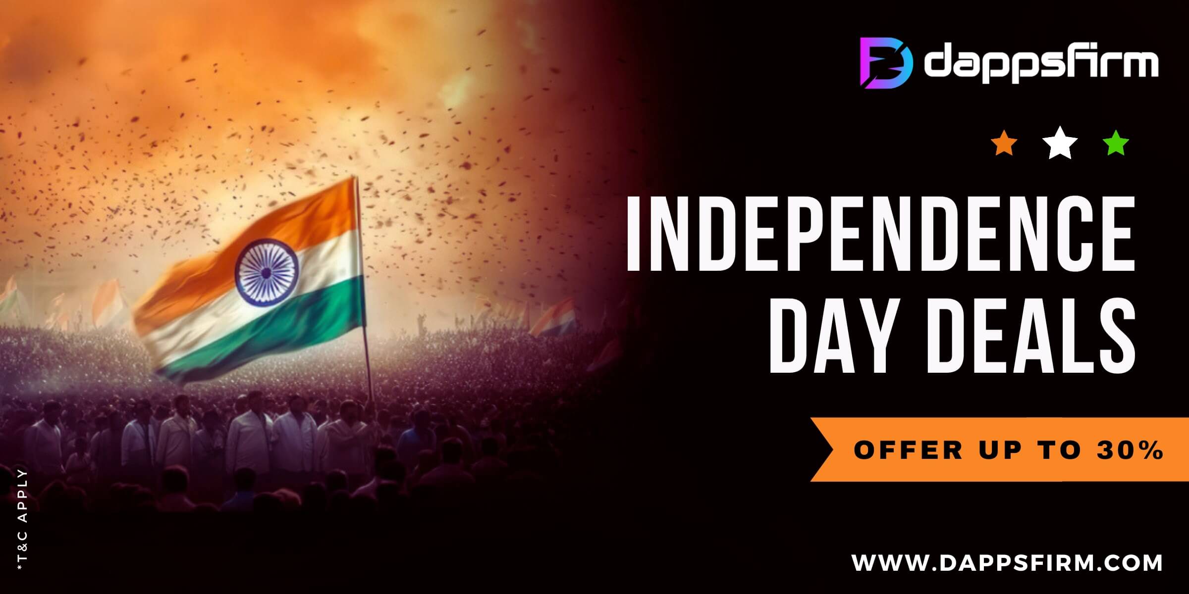 DappsFirm Independence Day deals & offers 2023 - Get Up to 30% OFF